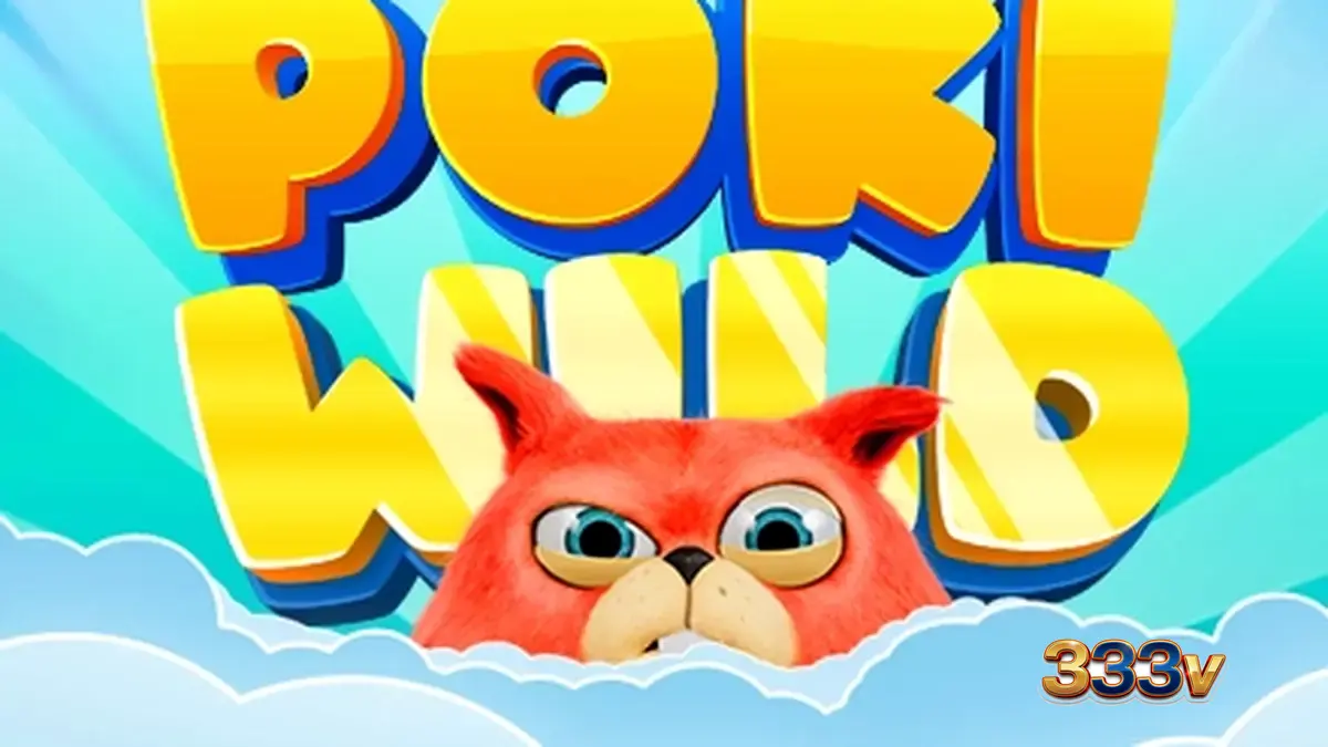 Tampilan layar permainan slot Poki Wild dengan desain gulungan yang cerah